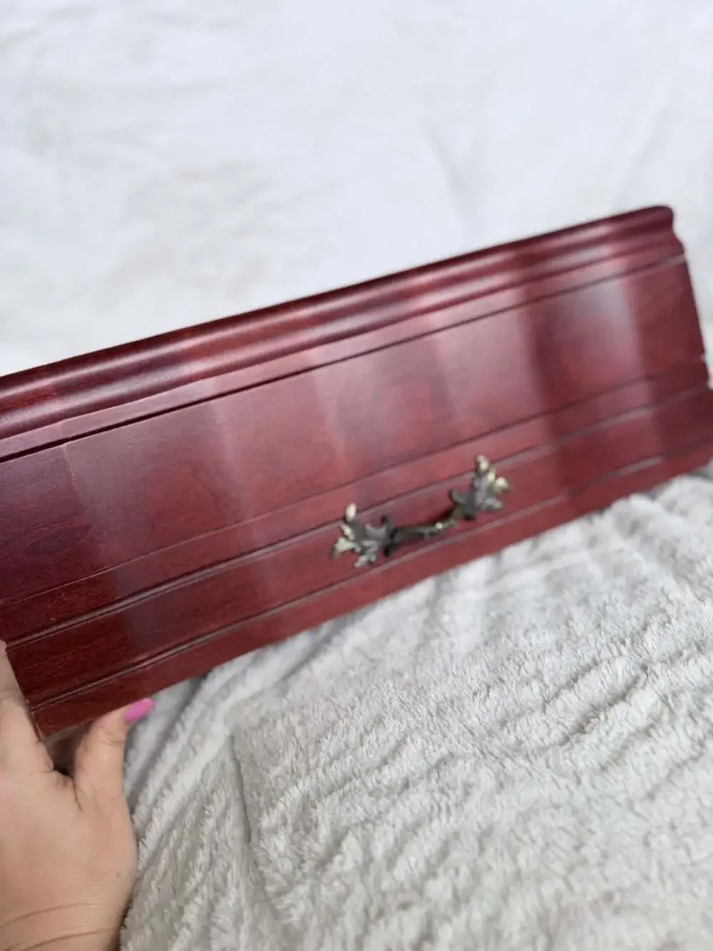 Reed & Barton Two-Tier Wooden Flatware Storage Chest
